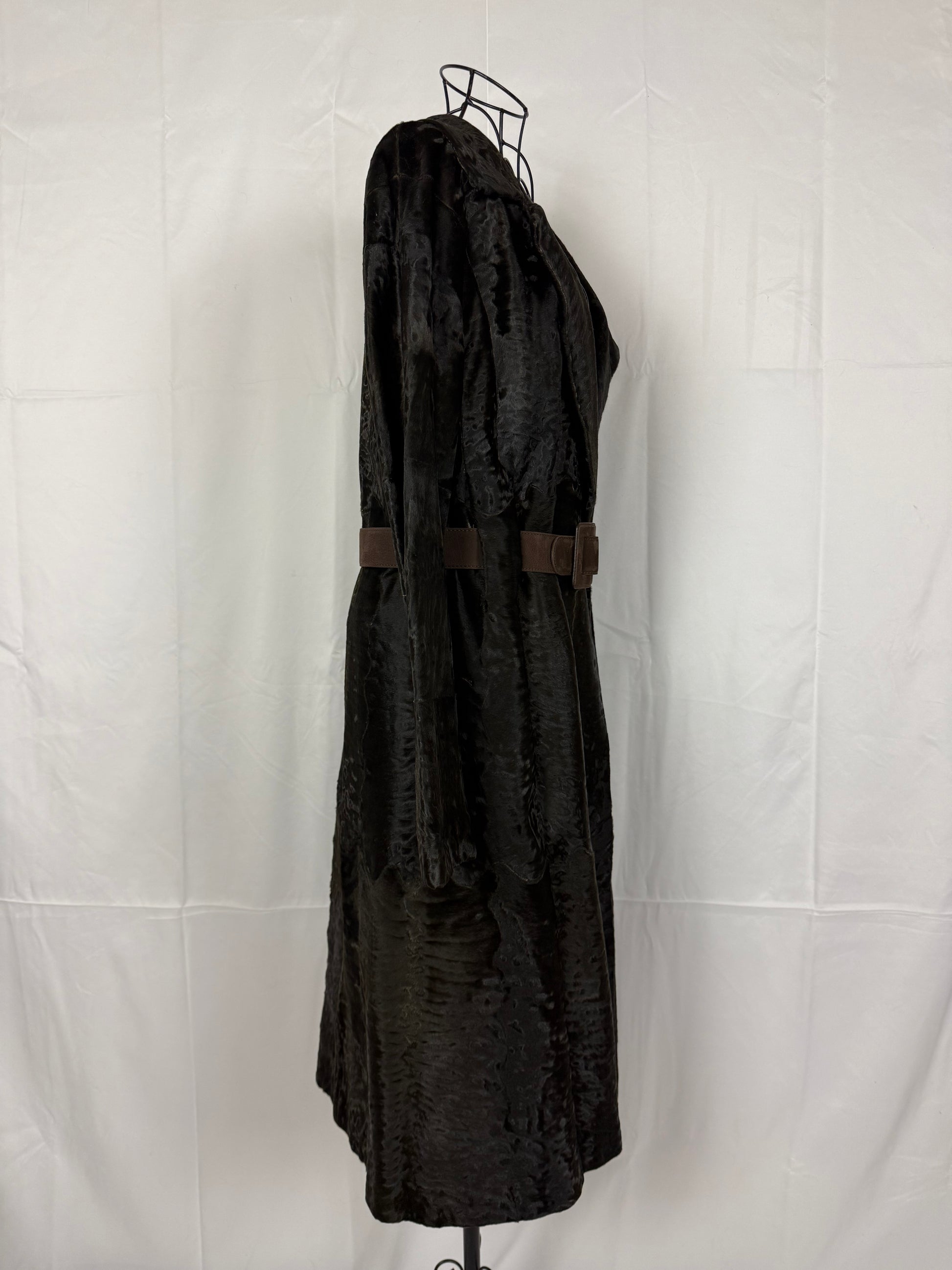 Marni Cappotto Astrakan Sartoriale con Cintura Marrone - Pally Vintage Closet