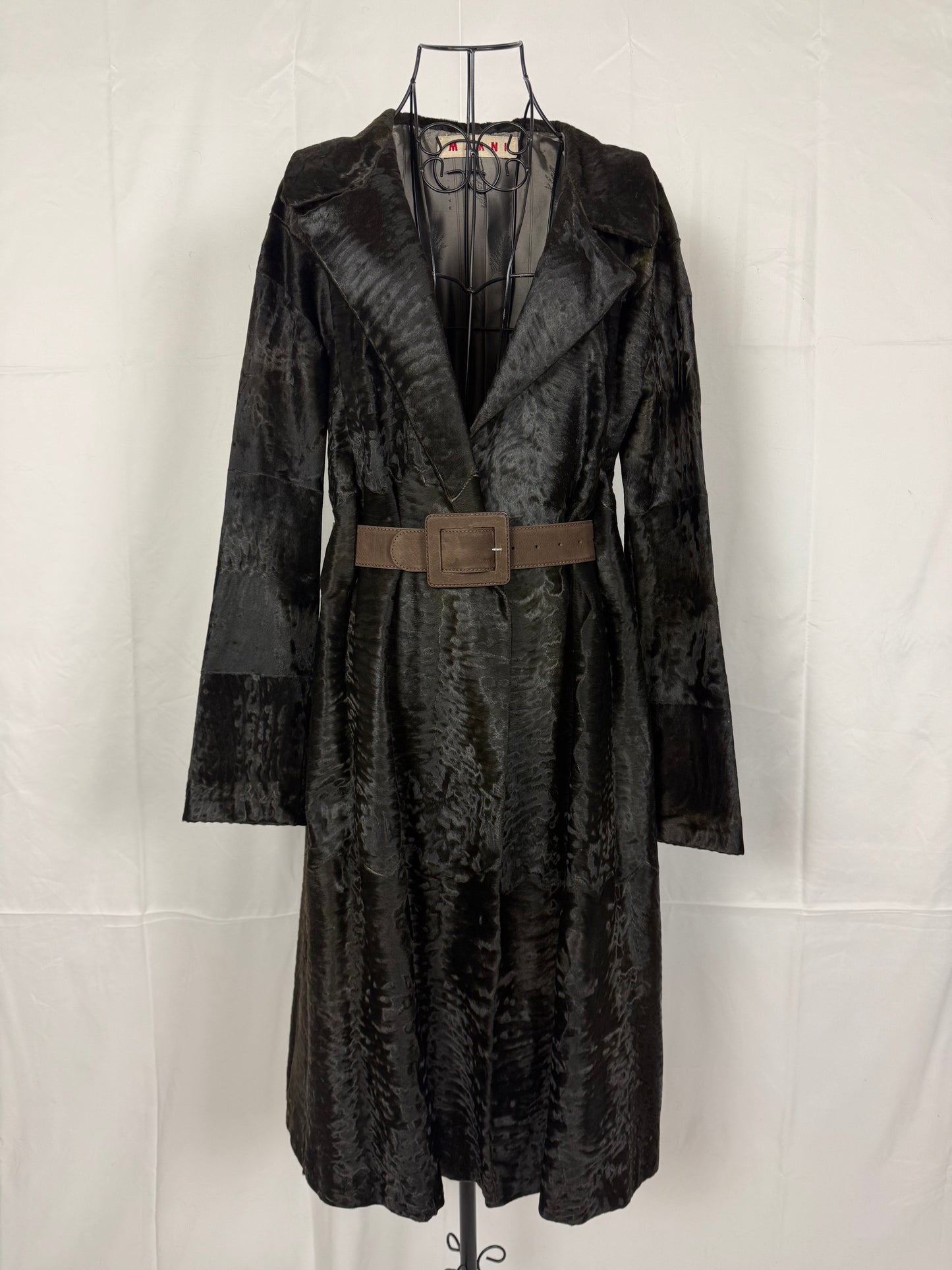 Marni Cappotto Astrakan Sartoriale con Cintura Marrone - Pally Vintage Closet