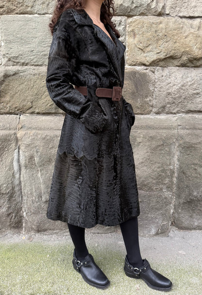 Marni Cappotto Astrakan Sartoriale con Cintura Marrone - Pally Vintage Closet