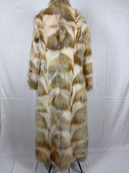 Milona Cappotto Pelliccia Reversibile in Vero Coyote e Pelle Beige e Bianco - Pally Vintage Closet