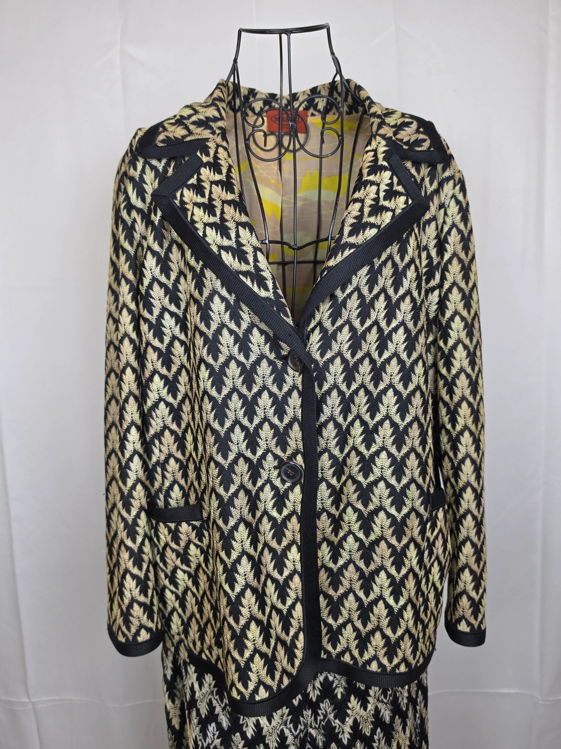Missoni-Completo-Vintage-Blazer-e-Pantaloni-in-Maglia-Lavorata-Nero-e-Oro-70263496507716 - Pally Vintage Closet