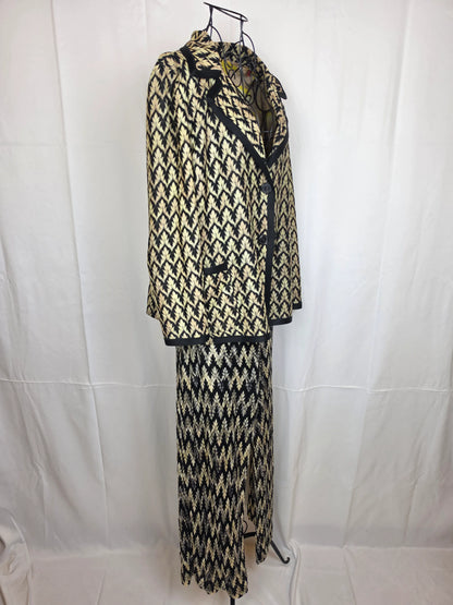 Missoni-Completo-Vintage-Blazer-e-Pantaloni-in-Maglia-Lavorata-Nero-e-Oro-70263496540484 - Pally Vintage Closet