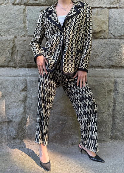 Missoni-Completo-Vintage-Blazer-e-Pantaloni-in-Maglia-Lavorata-Nero-e-Oro-70300492202308 - Pally Vintage Closet