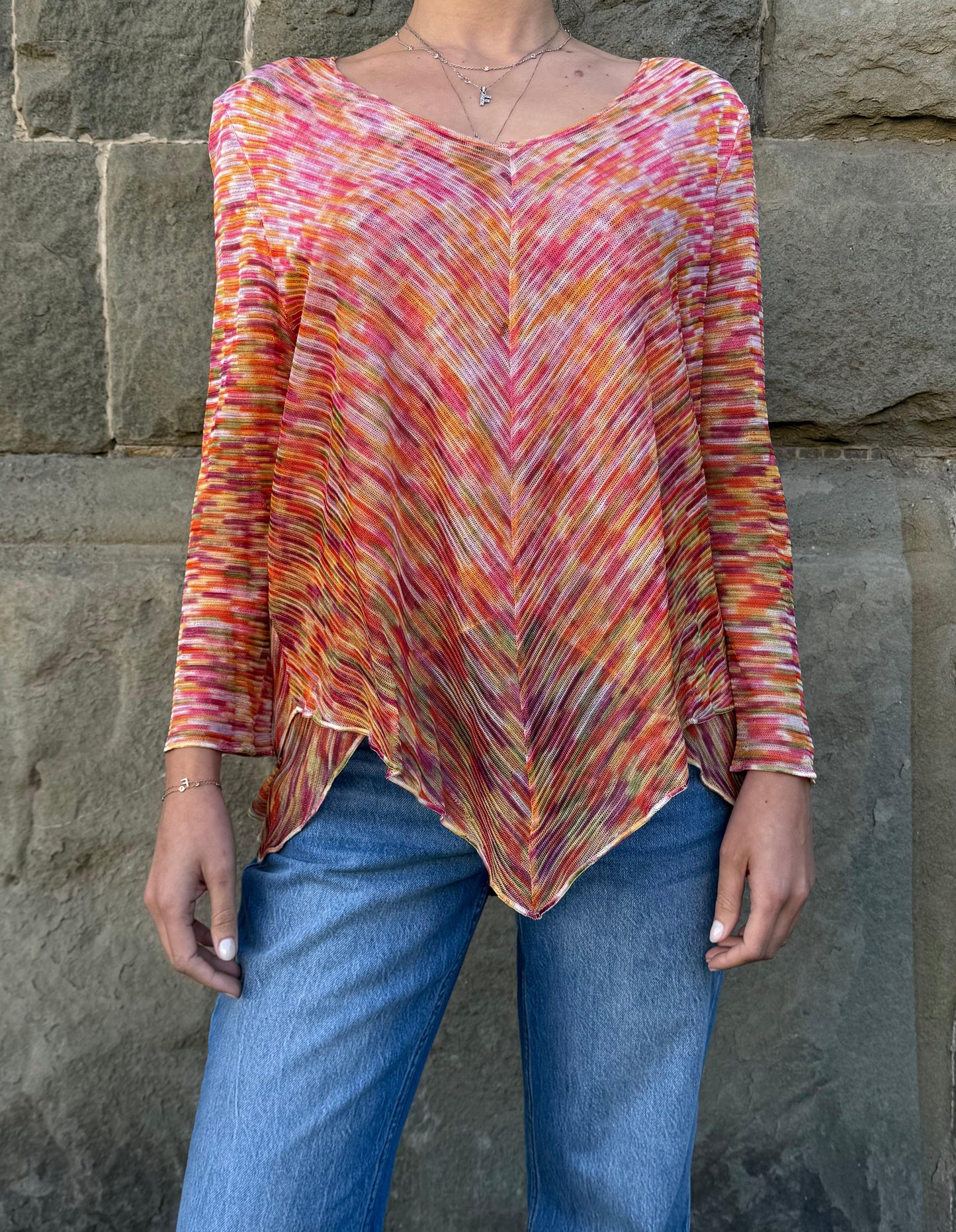 Missoni-Maglia-Vintage-a-Zig-Zag-Rosa-e-Arancione-70587695857988 - Pally Vintage Closet