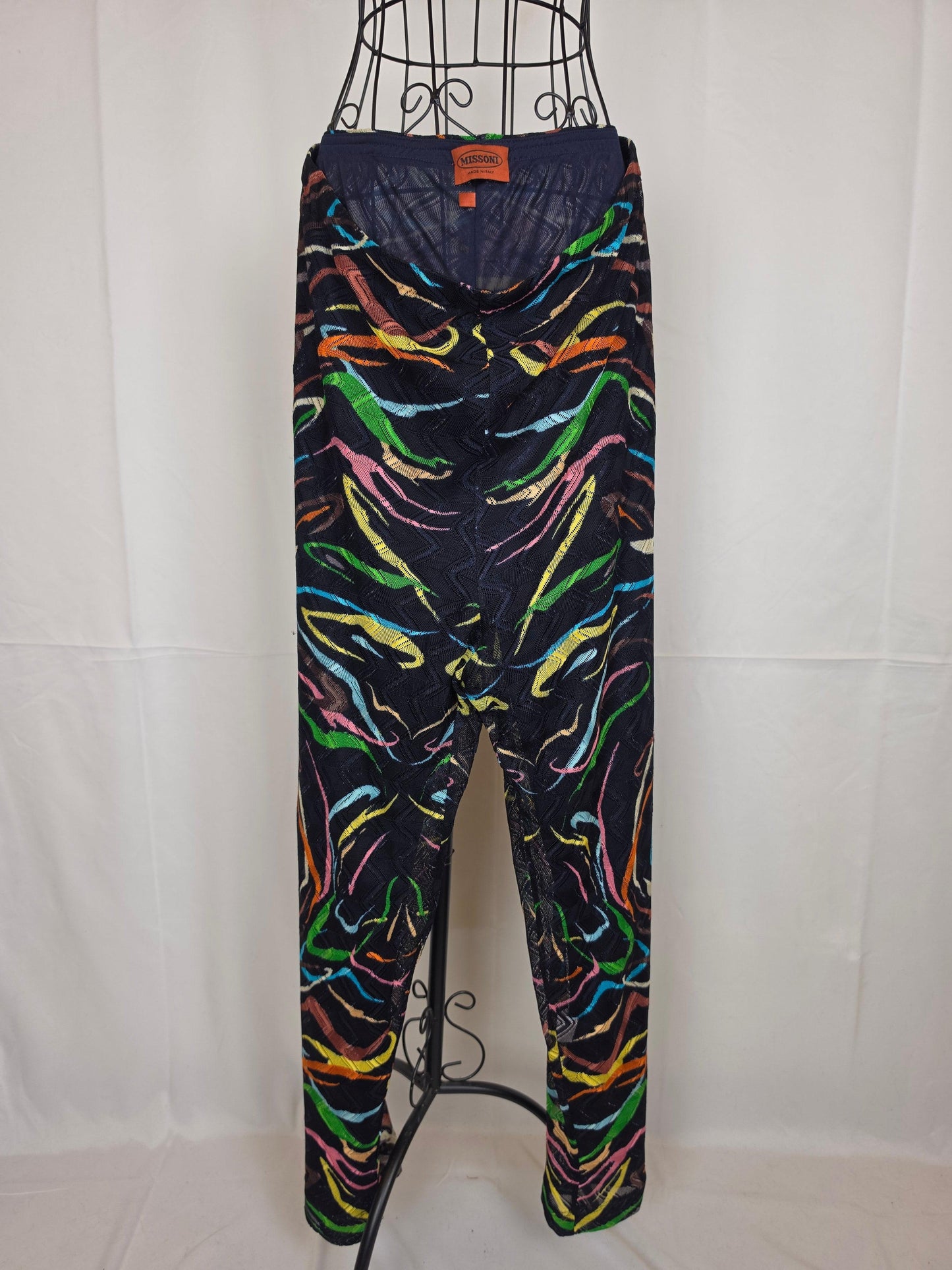 Missoni-Pantaloni-Vintage-a-Crochet-con-Motivo-Astratto-Nero-70401942552900 - Pally Vintage Closet