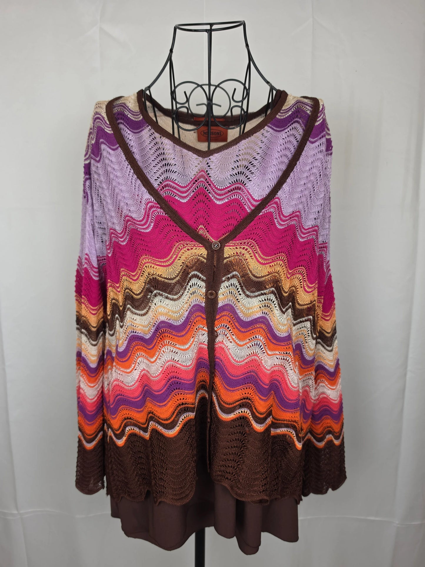 Missoni-Set-Vintage-3-Pezzi-Lavorazione-Crochet-a-Onde-Rosa-70263467475268 - Pally Vintage Closet