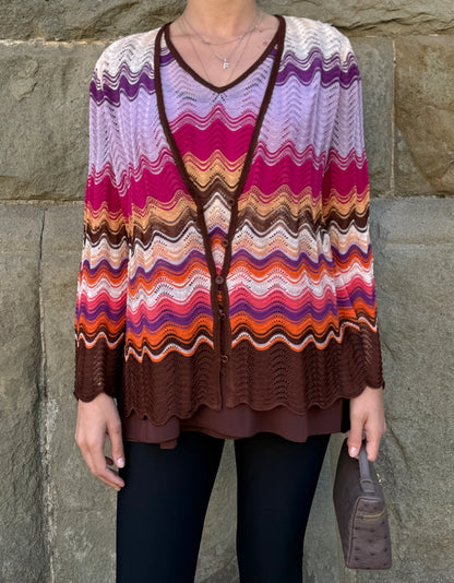 Missoni-Set-Vintage-3-Pezzi-Lavorazione-Crochet-a-Onde-Rosa-70300499280196 - Pally Vintage Closet