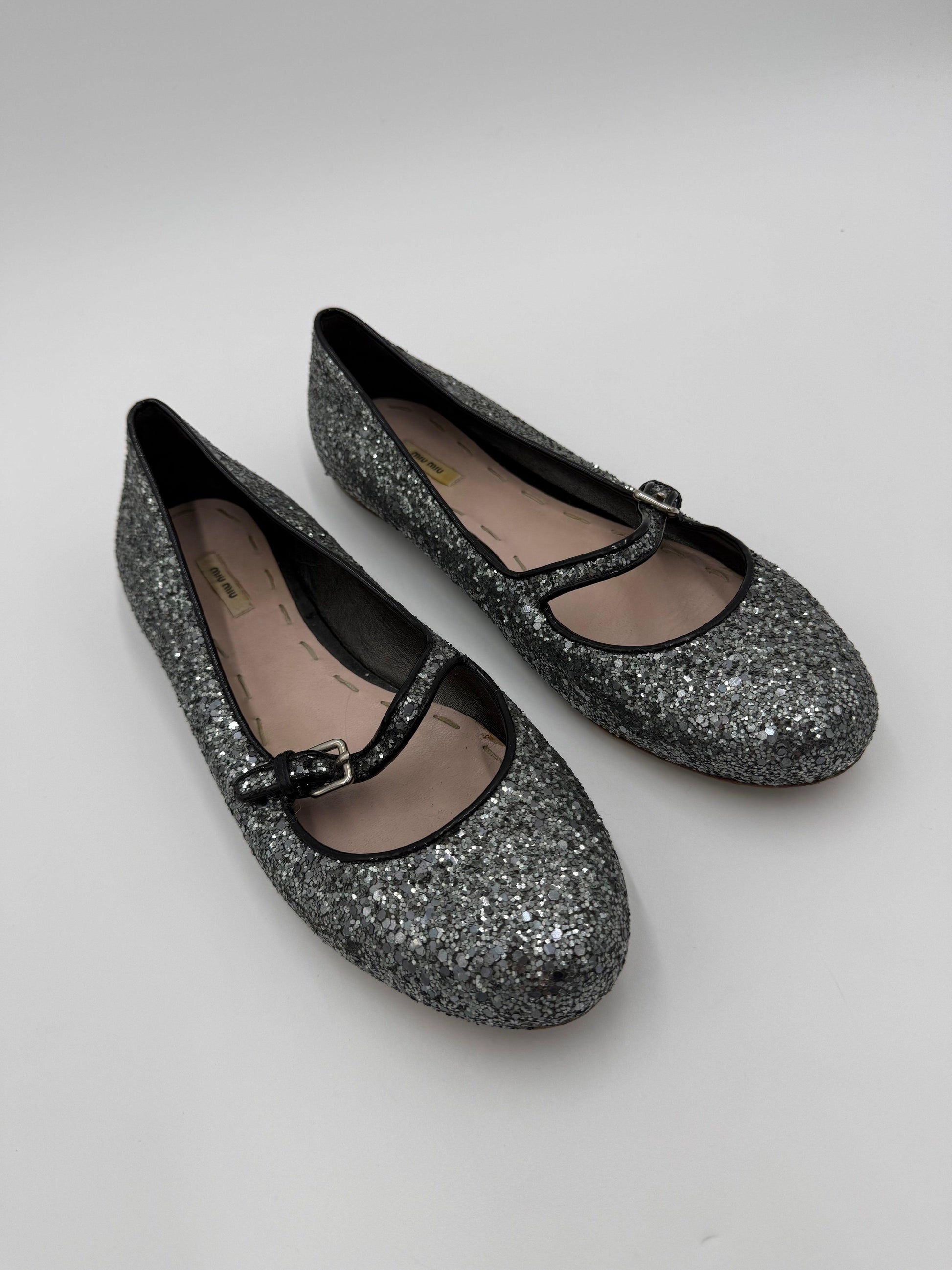 Miu-Miu-Ballerine-Mary-Jane-Vintage-Glitter-Argento-70493934190916 - Pally Vintage Closet