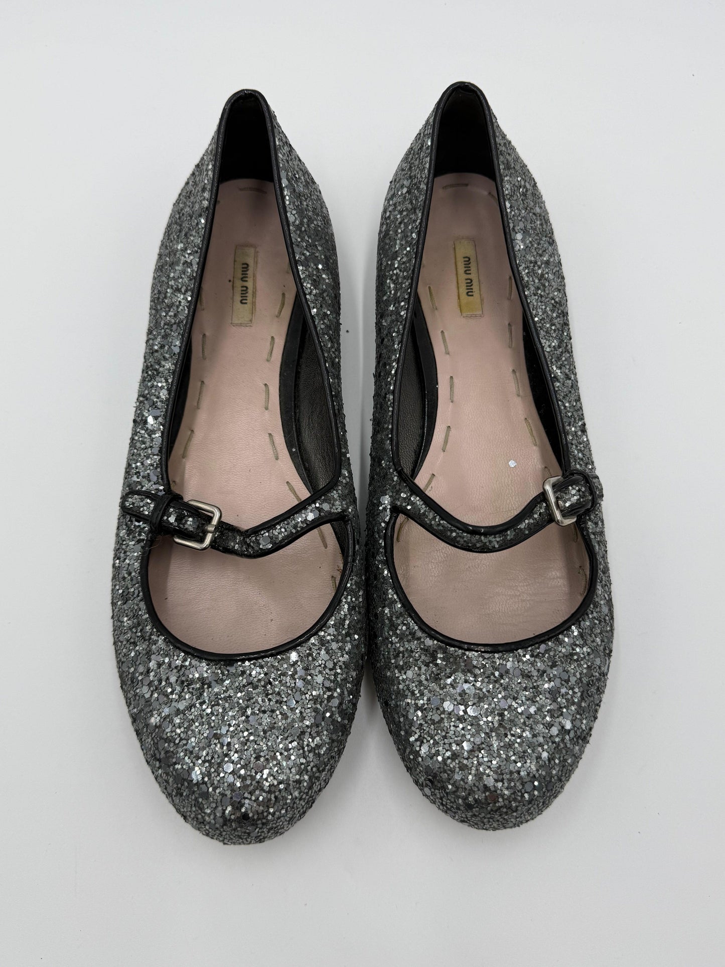 Miu-Miu-Ballerine-Mary-Jane-Vintage-Glitter-Argento-70493934387524 - Pally Vintage Closet