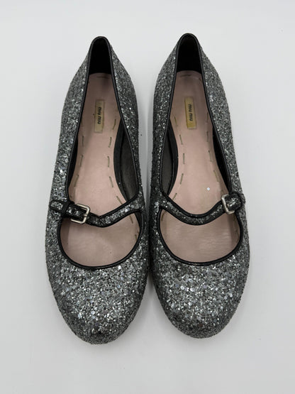 Miu-Miu-Ballerine-Mary-Jane-Vintage-Glitter-Argento-70493934387524 - Pally Vintage Closet