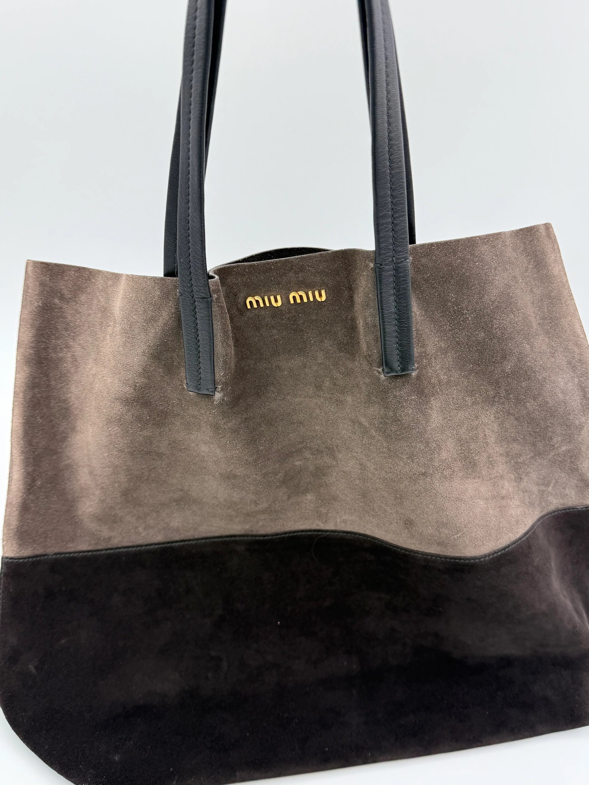 Miu-Miu-Borsa-Tote-in-Camoscio-Bicolore-Marrone-70135133143364 - Pally Vintage Closet