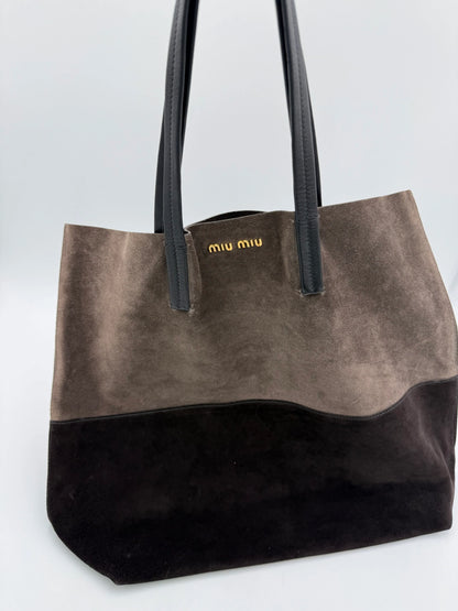 Miu-Miu-Borsa-Tote-in-Camoscio-Bicolore-Marrone-70135133176132 - Pally Vintage Closet