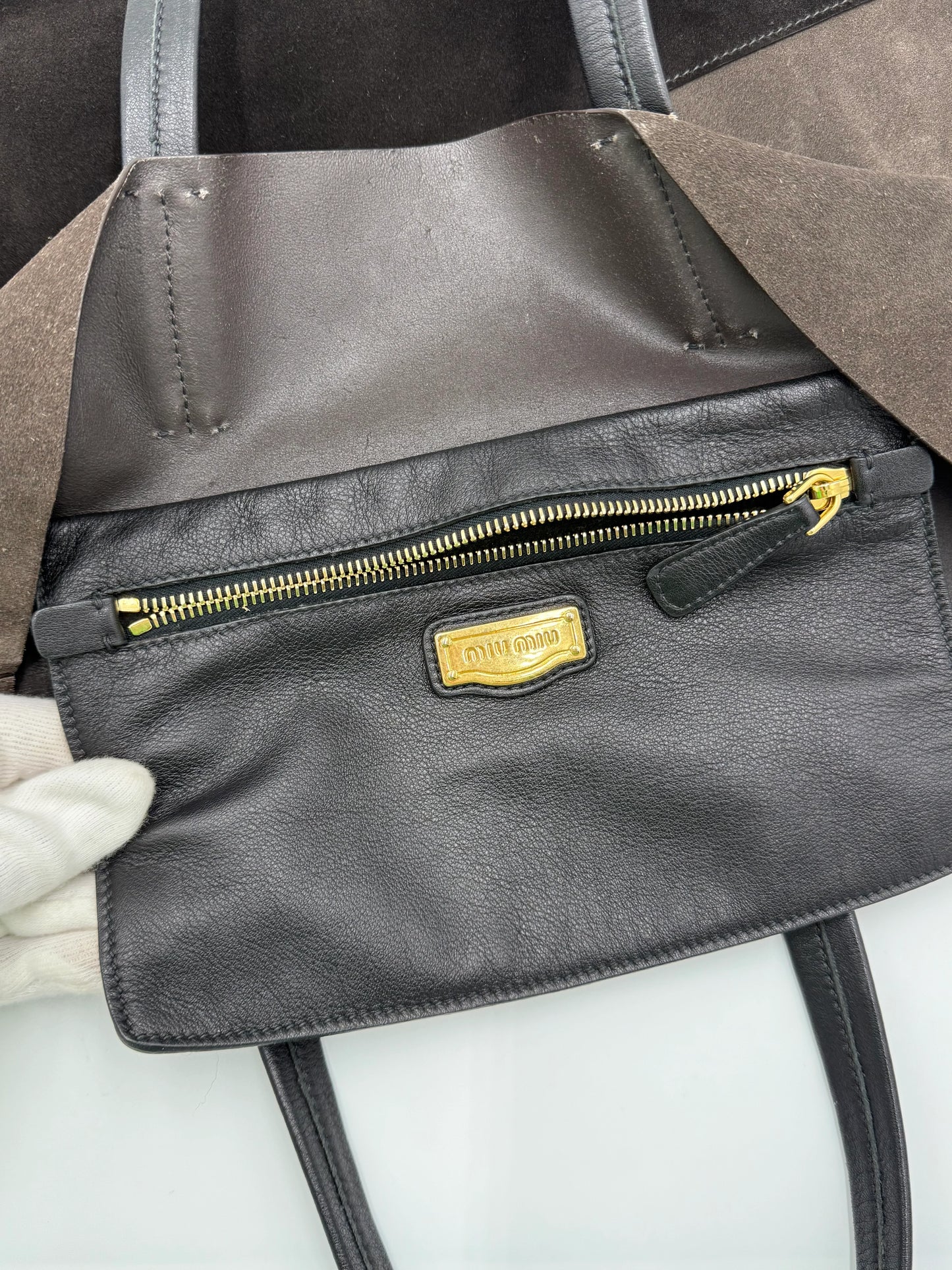 Miu-Miu-Borsa-Tote-in-Camoscio-Bicolore-Marrone-70135133241668 - Pally Vintage Closet