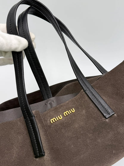 Miu-Miu-Borsa-Tote-in-Camoscio-Bicolore-Marrone-70135133471044 - Pally Vintage Closet