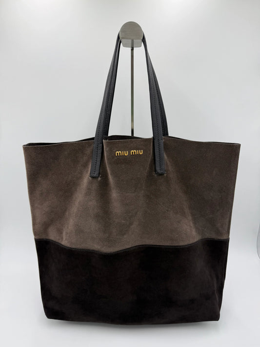 Miu-Miu-Borsa-Tote-in-Camoscio-Bicolore-Marrone-70135133602116 - Pally Vintage Closet