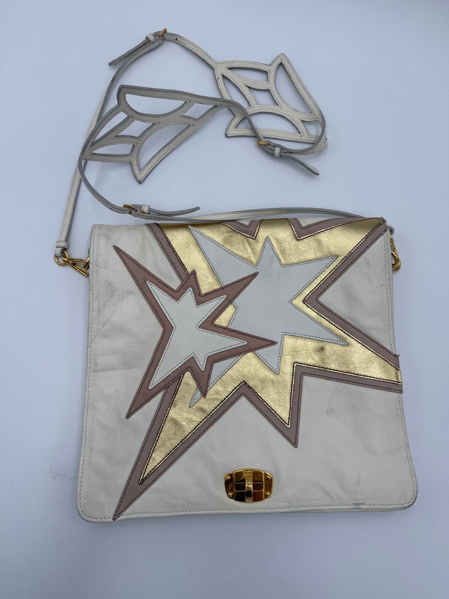 Miu Miu Borsa Vintage Stella a Tracolla in Pelle Bianca - Pally Vintage Closet