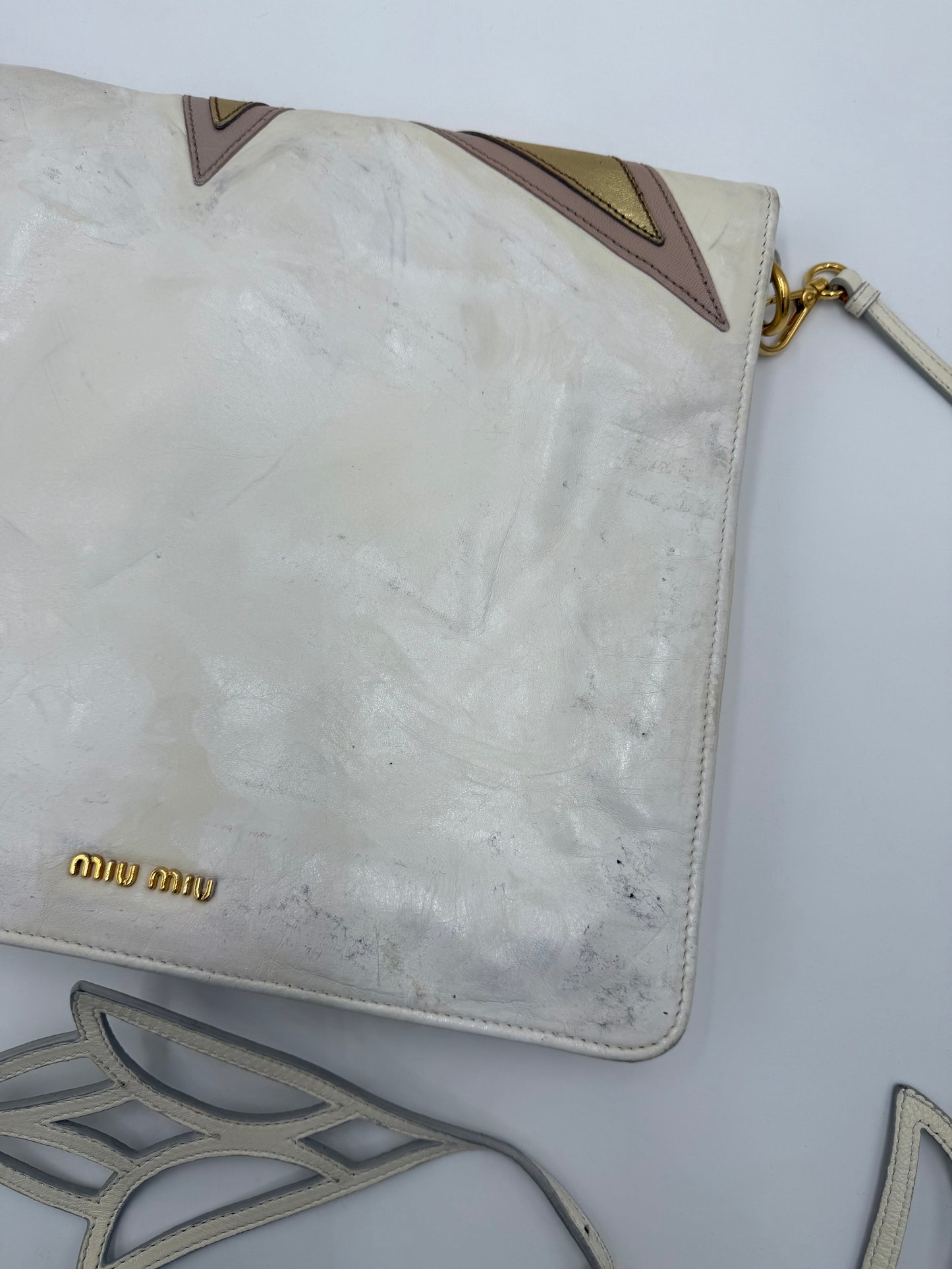 Miu Miu Borsa Vintage Stella a Tracolla in Pelle Bianca - Pally Vintage Closet