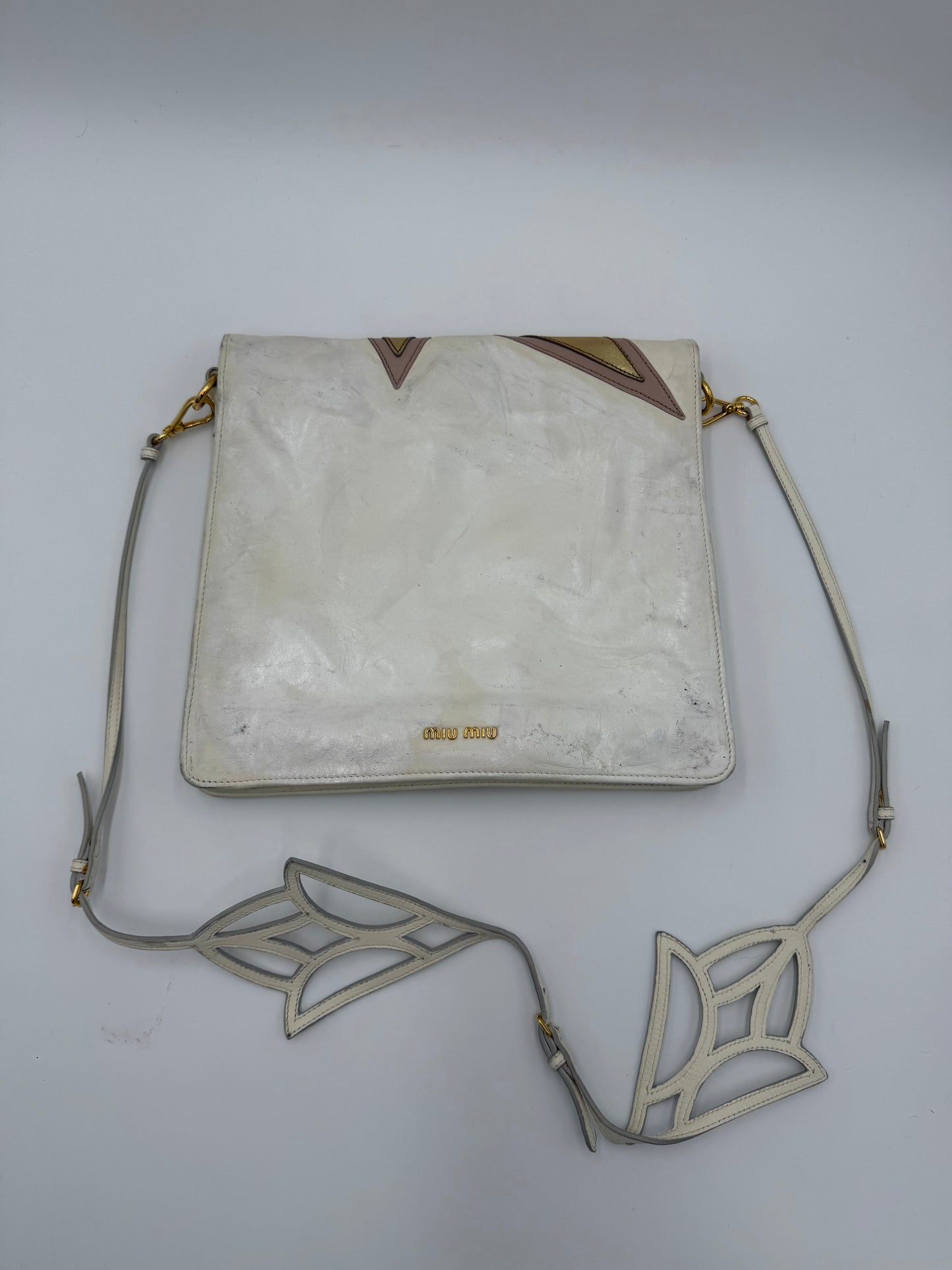 Miu Miu Borsa Vintage Stella a Tracolla in Pelle Bianca - Pally Vintage Closet