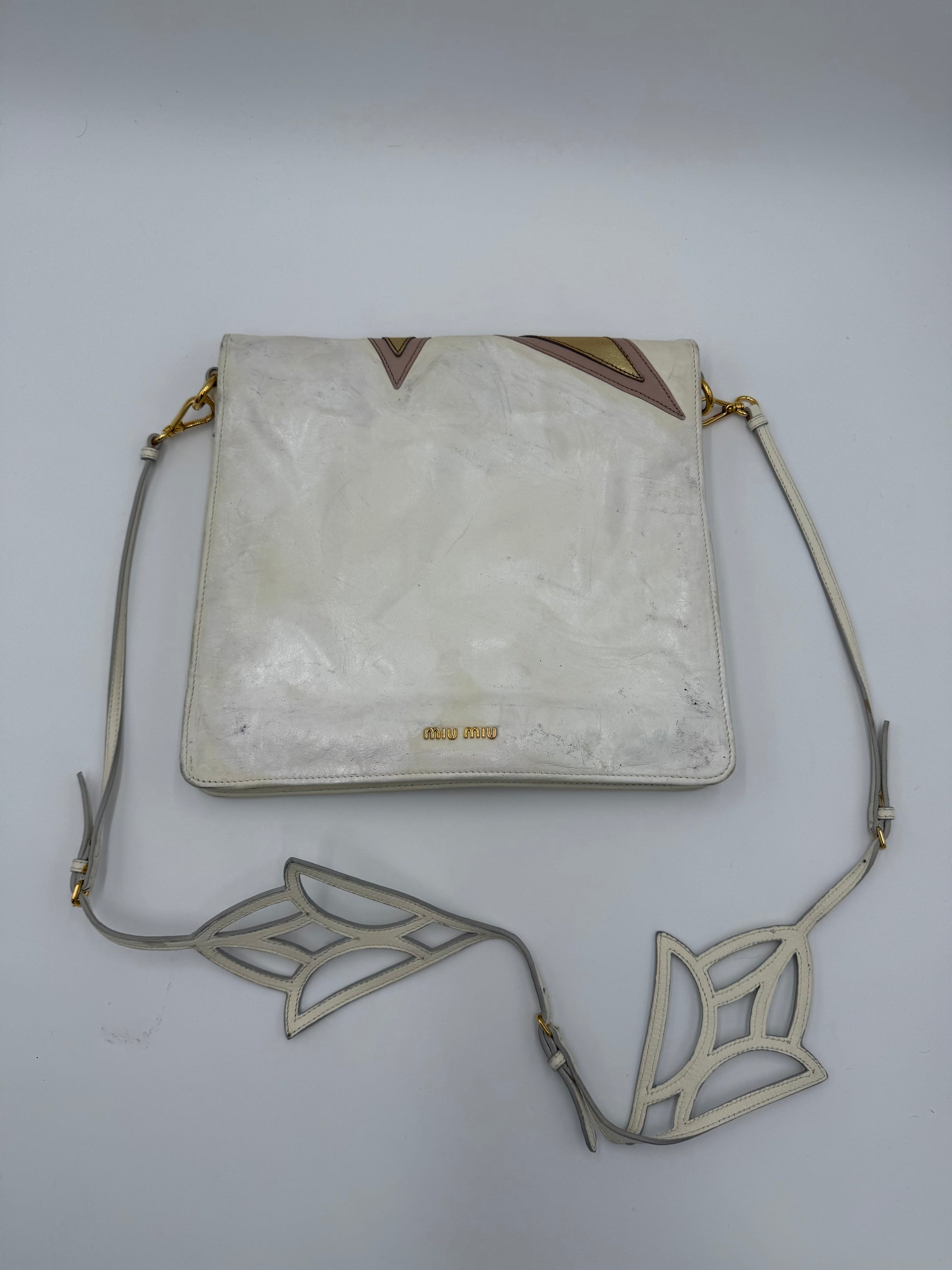 Miu Miu Borsa Vintage Stella a Tracolla in Pelle Bianca - Pally Vintage Closet