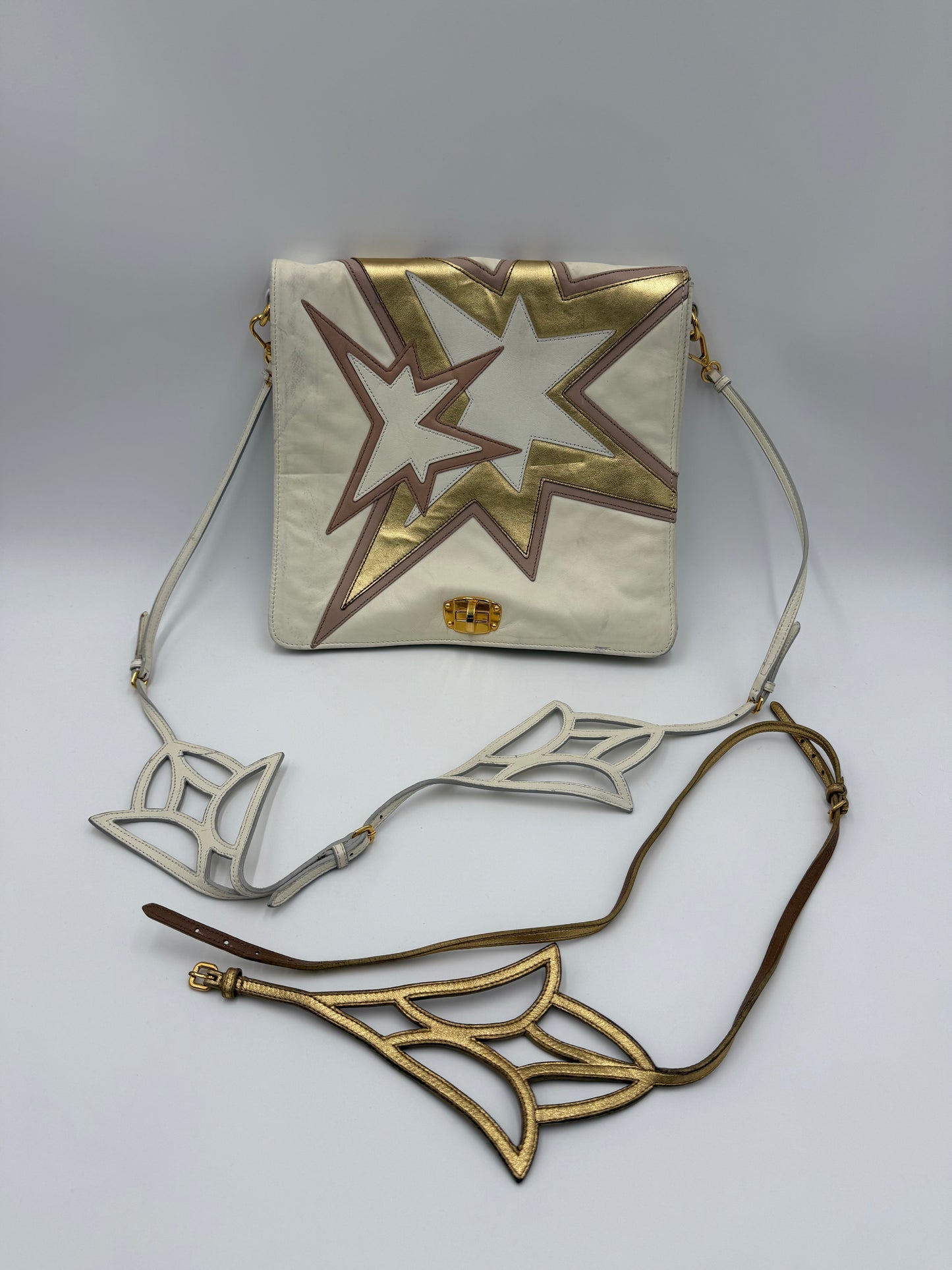 Miu Miu Borsa Vintage Stella a Tracolla in Pelle Bianca - Pally Vintage Closet