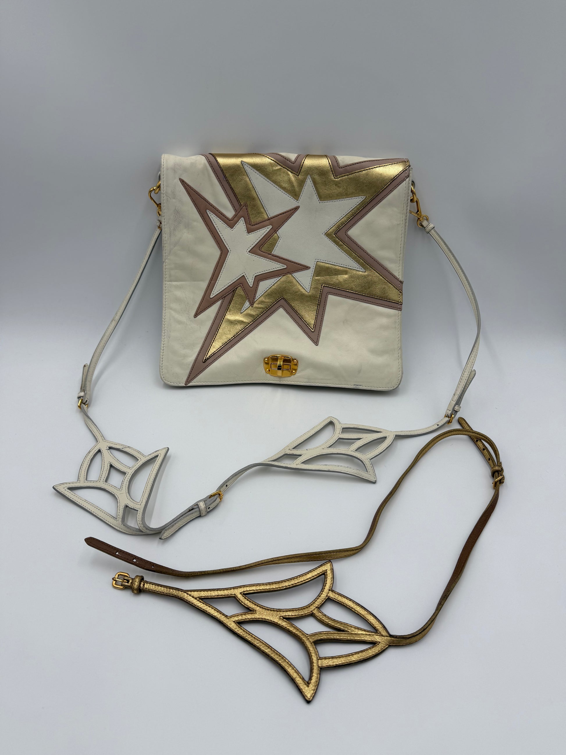 Miu Miu Borsa Vintage Stella a Tracolla in Pelle Bianca - Pally Vintage Closet