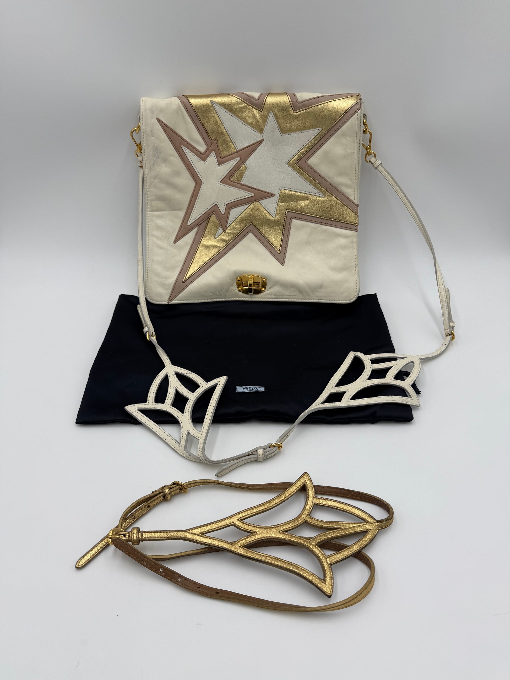 Miu Miu Borsa Vintage Stella a Tracolla in Pelle Bianca - Pally Vintage Closet