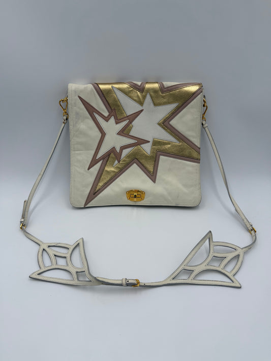 Miu Miu Borsa Vintage Stella a Tracolla in Pelle Bianca - Pally Vintage Closet