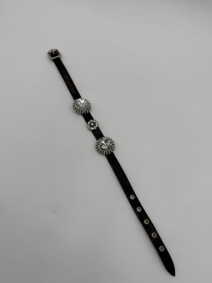 Miu Miu Choker in Pelle con Cristalli Oversize Marrone Scuro