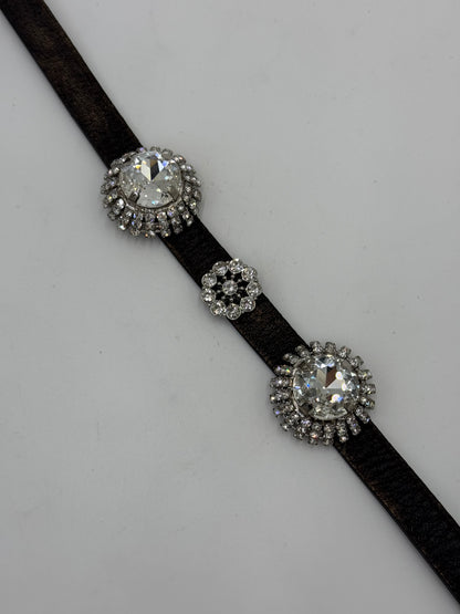 Miu Miu Choker in Pelle con Cristalli Oversize Marrone Scuro