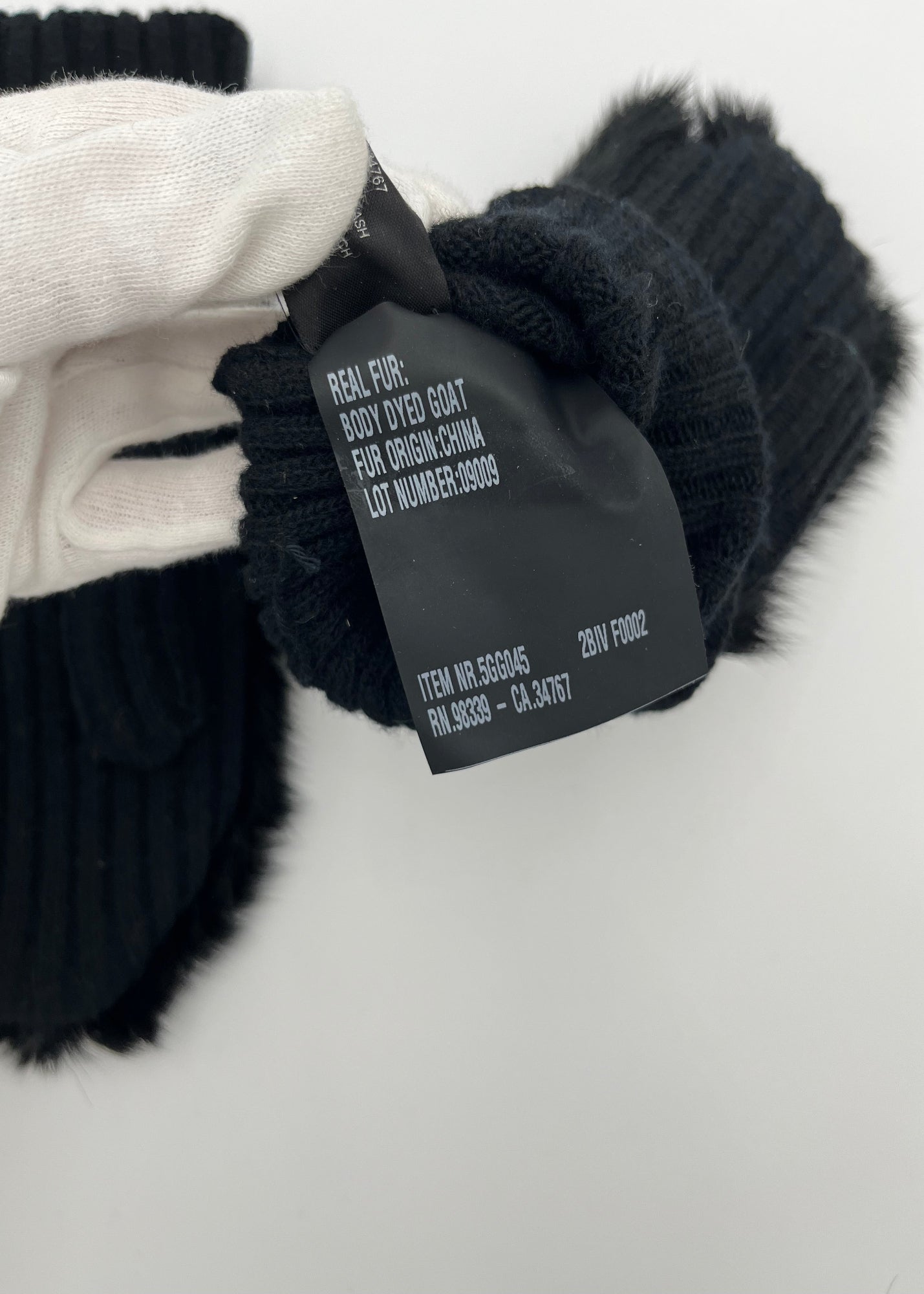 Miu Miu Guanti in Pelliccia e Cachemire Neri