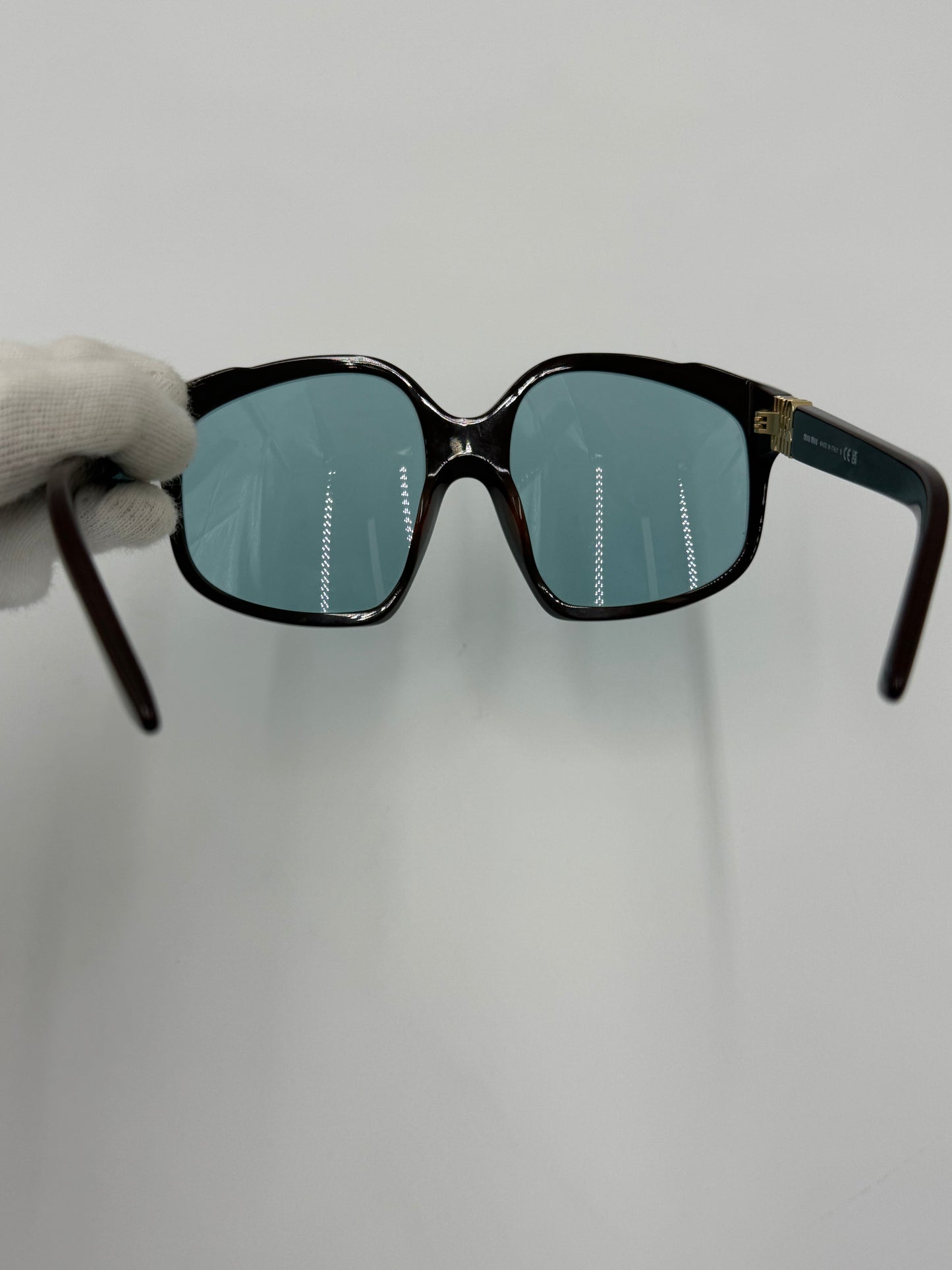 Miu Miu Occhiali da Sole Oversize in Acetato Marrone - Pally Vintage Closet