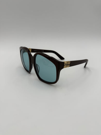 Miu Miu Occhiali da Sole Oversize in Acetato Marrone - Pally Vintage Closet