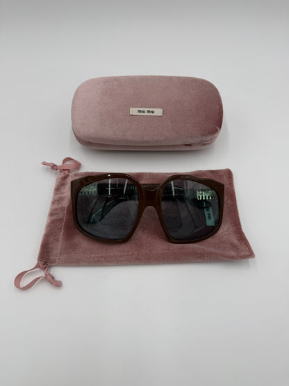 Miu Miu Occhiali da Sole Oversize in Acetato Marrone - Pally Vintage Closet