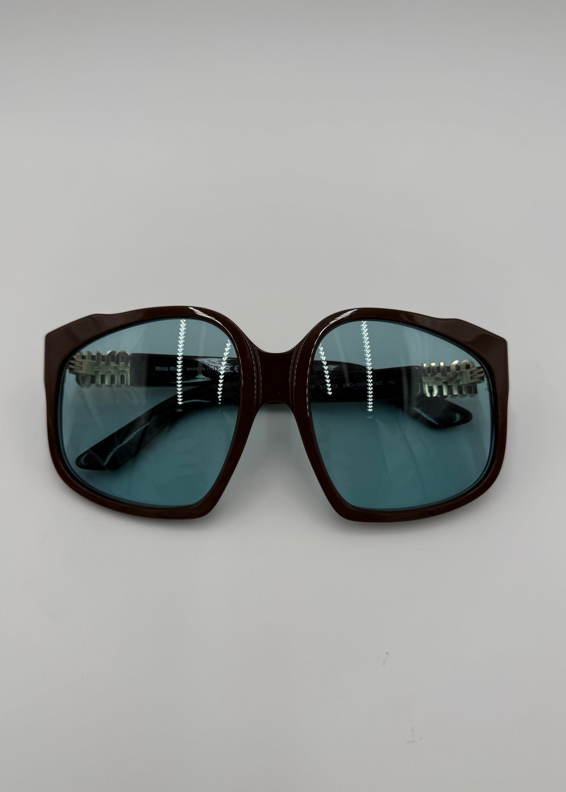 Miu Miu Occhiali da Sole Oversize in Acetato Marrone - Pally Vintage Closet