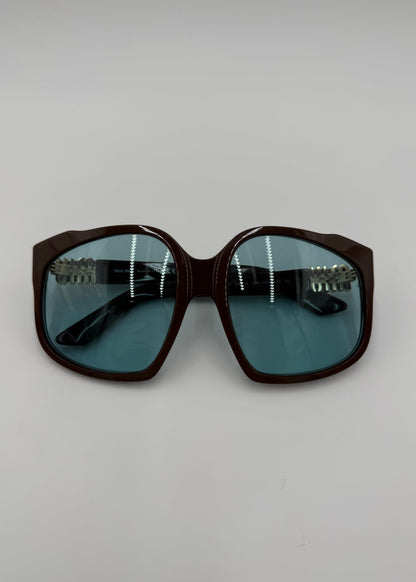 Miu Miu Occhiali da Sole Oversize in Acetato Marrone - Pally Vintage Closet