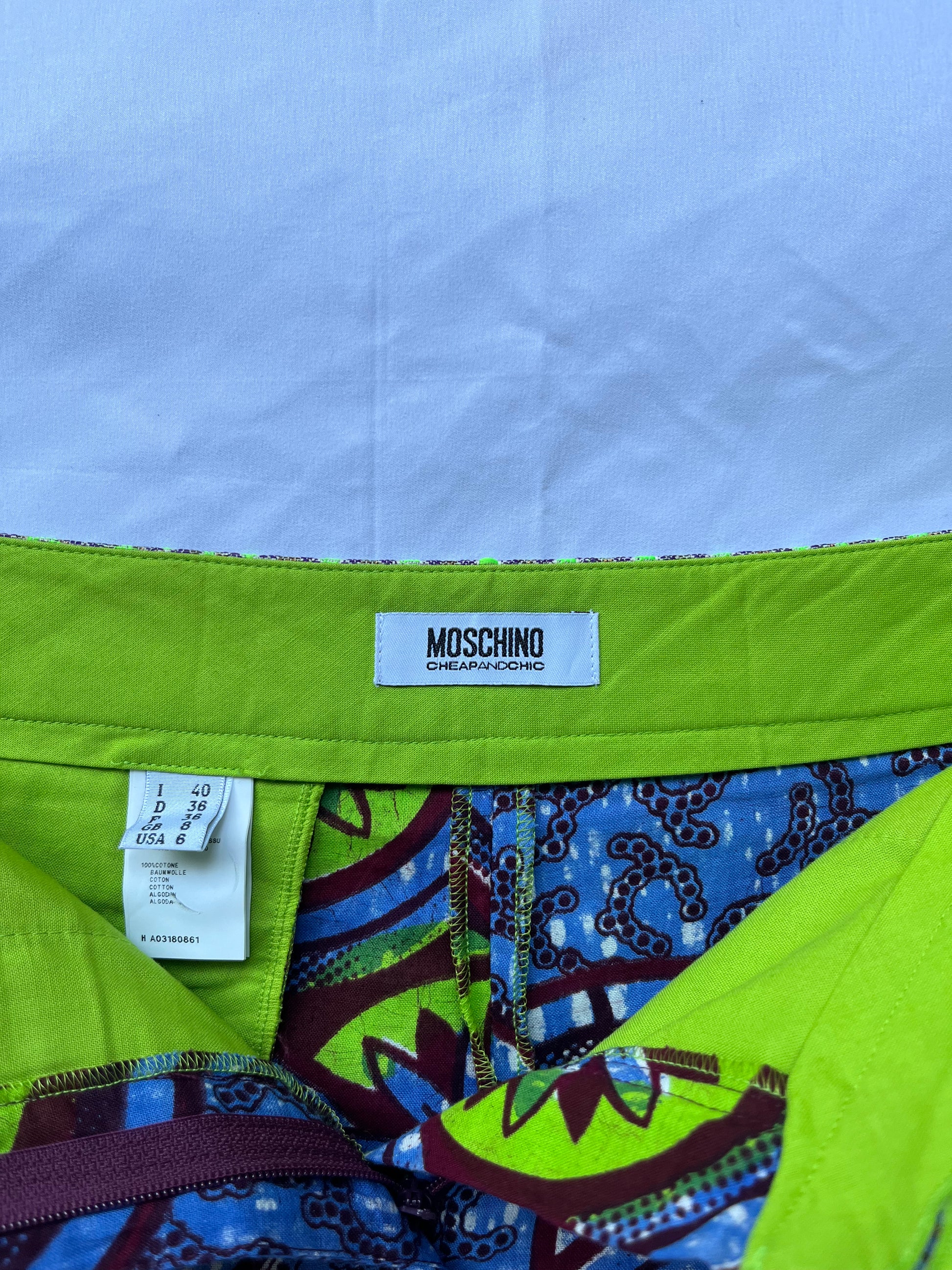 Moschino Cheap and Chic Pantaloni a Gamba Larga Stampa Astratta Multicolor - Pally Vintage Closet