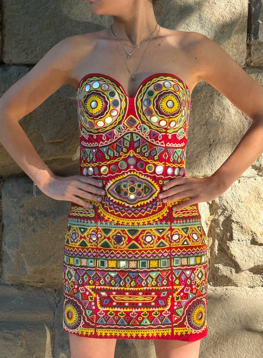 Moschino Couture Abito Vintage Mirror e Embroidery Multicolore - Pally Vintage Closet