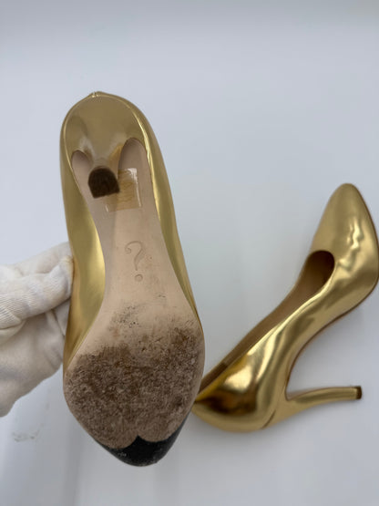 Moschino Décolleté Vintage Specchio in Pelle Oro