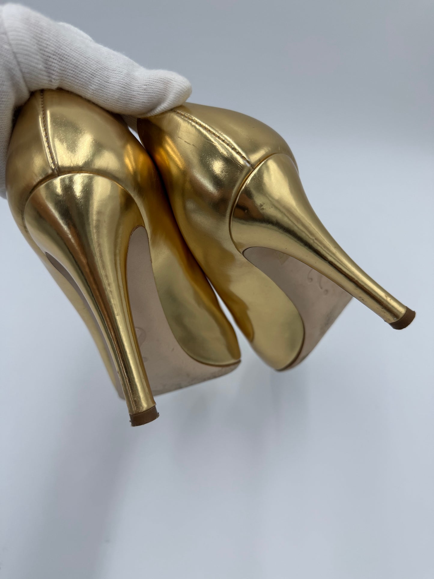 Moschino Décolleté Vintage Specchio in Pelle Oro