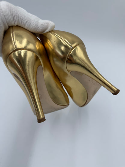 Moschino Décolleté Vintage Specchio in Pelle Oro