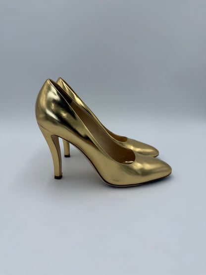 Moschino Décolleté Vintage Specchio in Pelle Oro