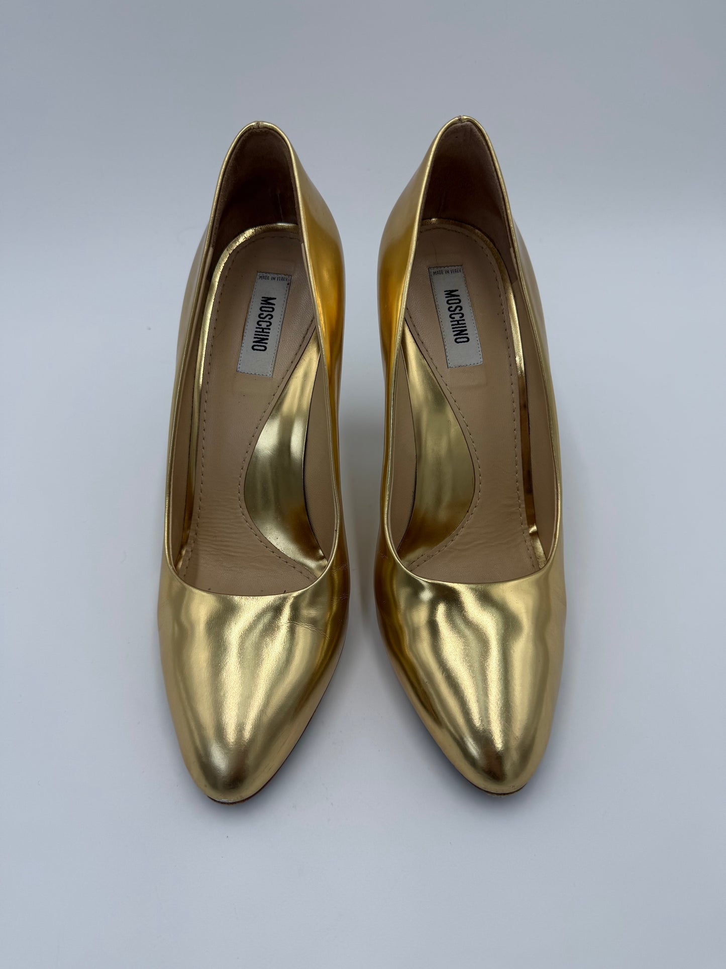 Moschino Décolleté Vintage Specchio in Pelle Oro