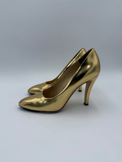 Moschino Décolleté Vintage Specchio in Pelle Oro