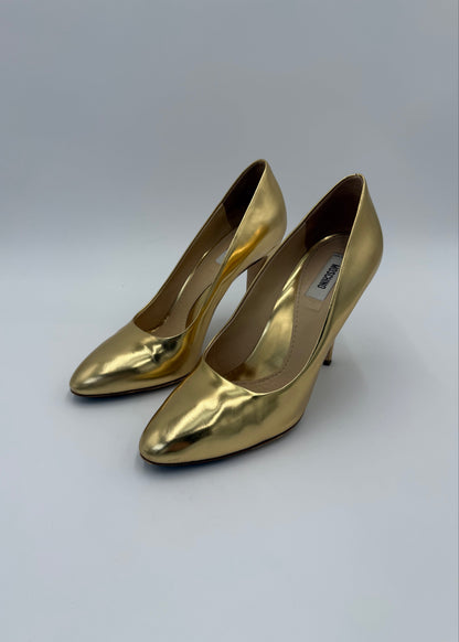 Moschino Décolleté Vintage Specchio in Pelle Oro