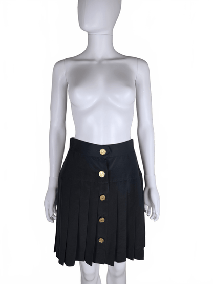 Moschino Gonna Vintage a Pieghe con Bottoni Gioiello Dorati Nera - Pally Vintage Closet