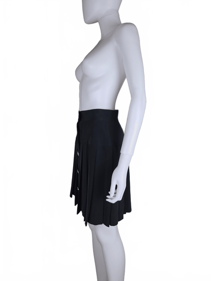 Moschino Gonna Vintage a Pieghe con Bottoni Gioiello Dorati Nera - Pally Vintage Closet