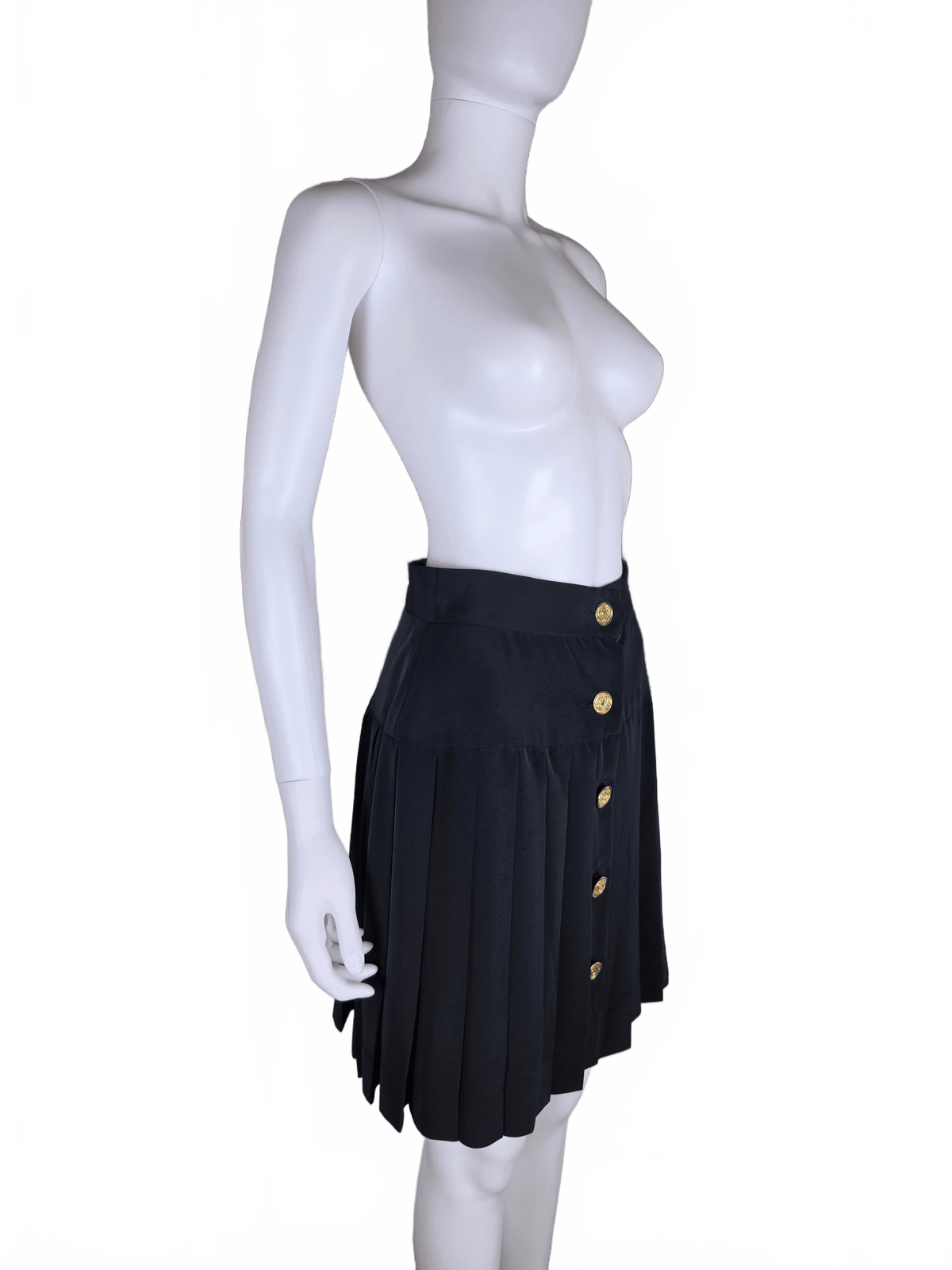 Moschino Gonna Vintage a Pieghe con Bottoni Gioiello Dorati Nera - Pally Vintage Closet