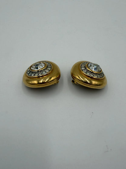 Nina-Ricci-Orecchini-Vintage-a-Clip-con-Cristalli-e-Finitura-Dorata-70136696963396 - Pally Vintage Closet