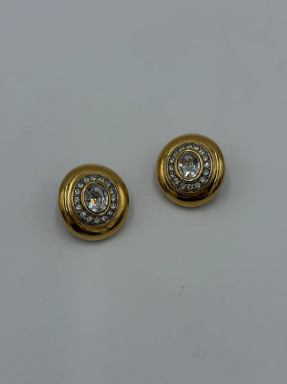 Nina-Ricci-Orecchini-Vintage-a-Clip-con-Cristalli-e-Finitura-Dorata-70136697028932 - Pally Vintage Closet