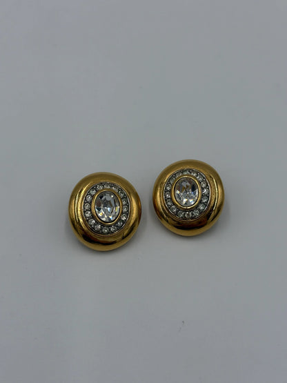 Nina-Ricci-Orecchini-Vintage-a-Clip-con-Cristalli-e-Finitura-Dorata-70136697061700 - Pally Vintage Closet
